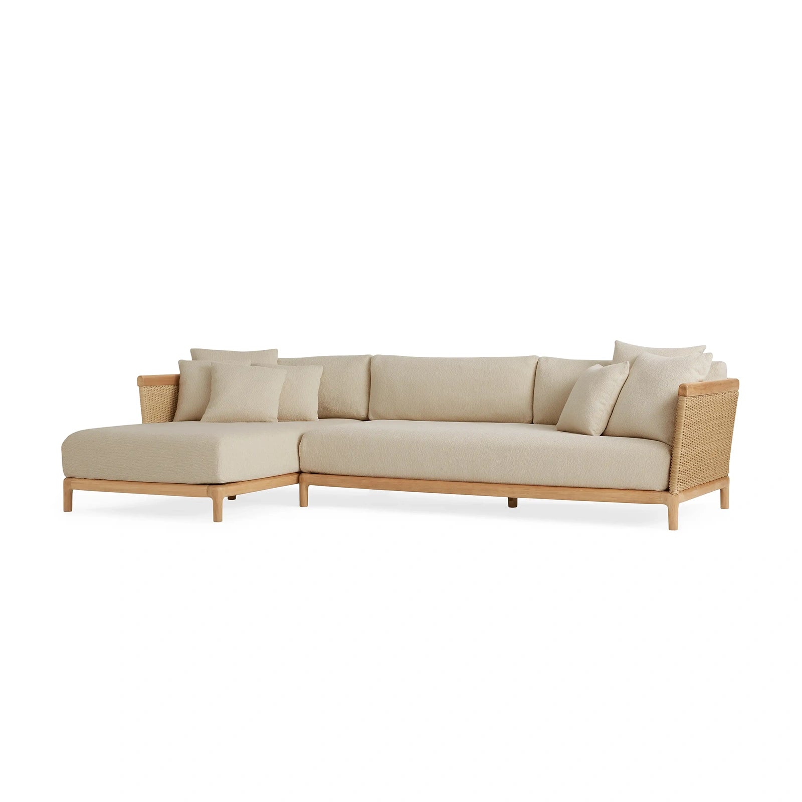 Tuglia Outdoor Teak Two-Piece Sectional with Chaise
