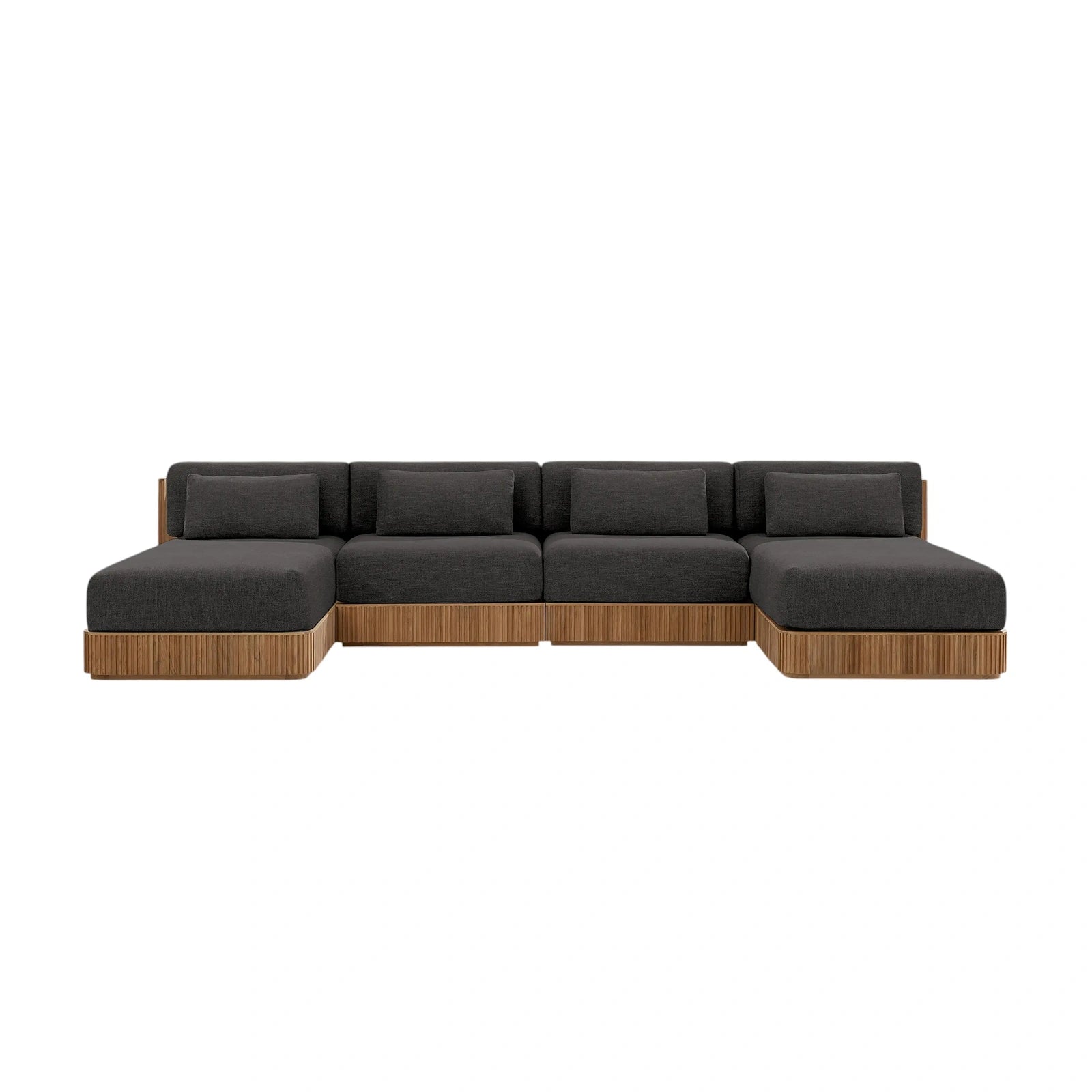 Teaumont Outdoor Four-Piece Double Chaise Sectional