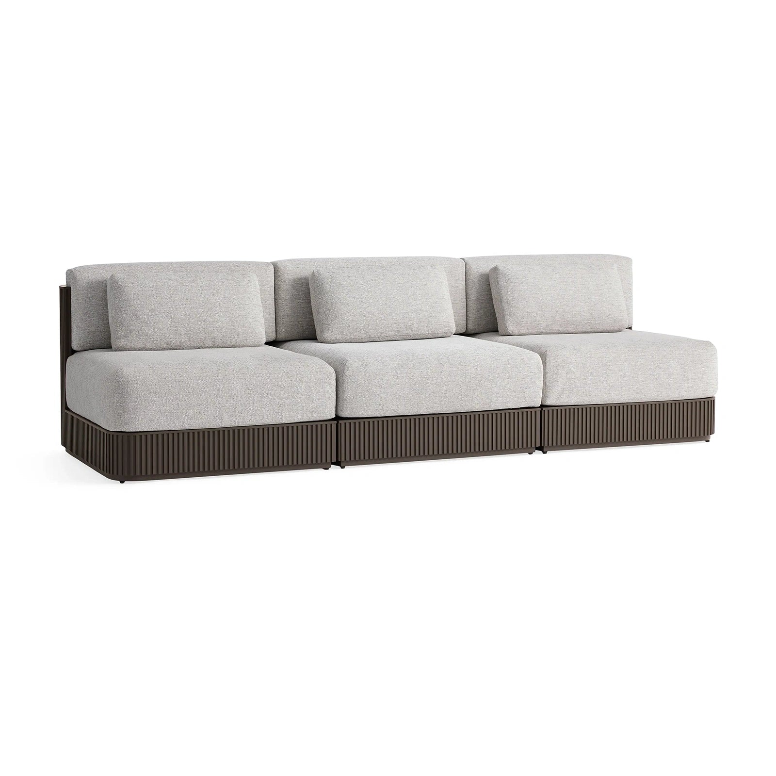 Teaumont Outdoor Aluminum Three-Piece Modular Sofa