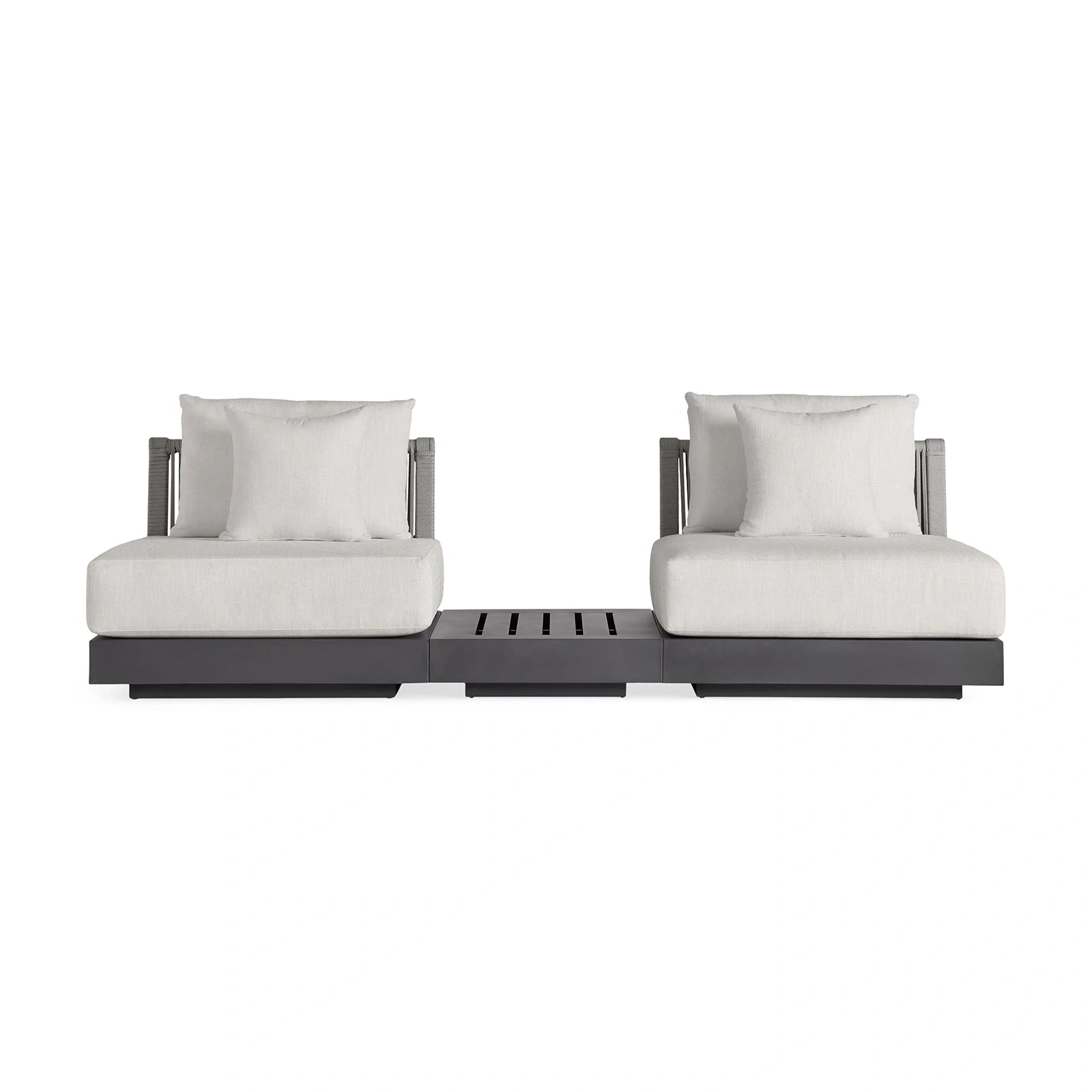 Nacos Outdoor Three-Piece Sectional with End Table