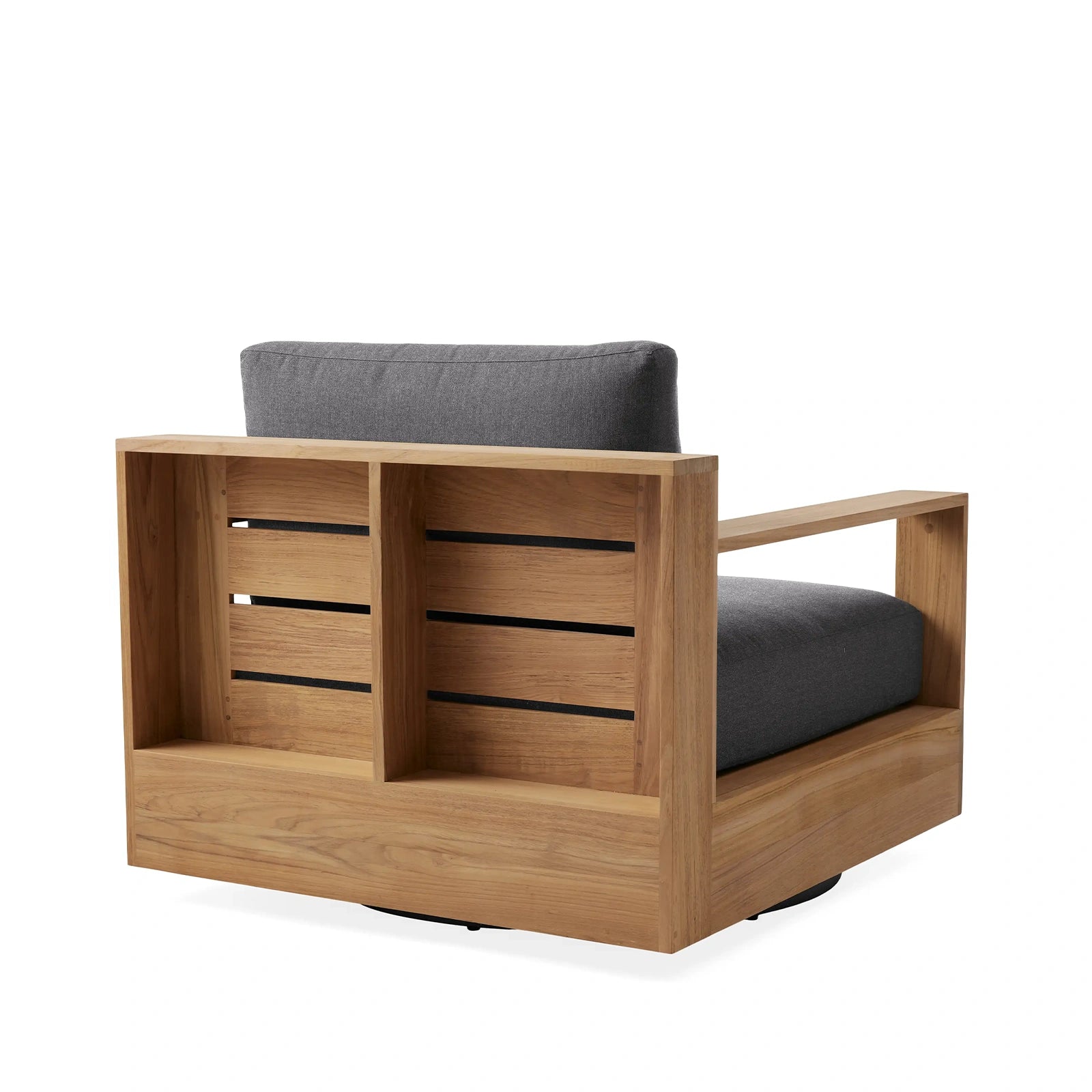 Bay Harbour Outdoor Teak Swivel Chair in Rosemount Graphite