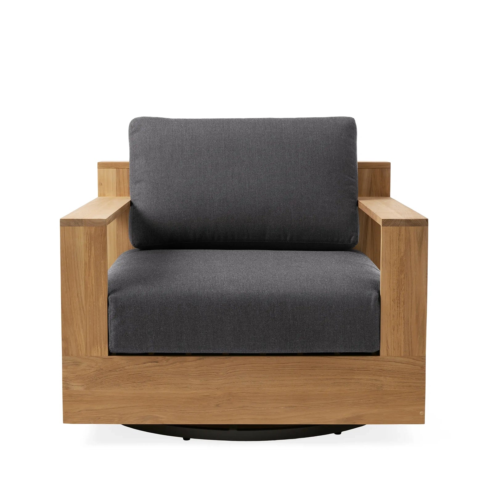 Bay Harbour Outdoor Teak Swivel Chair in Rosemount Graphite
