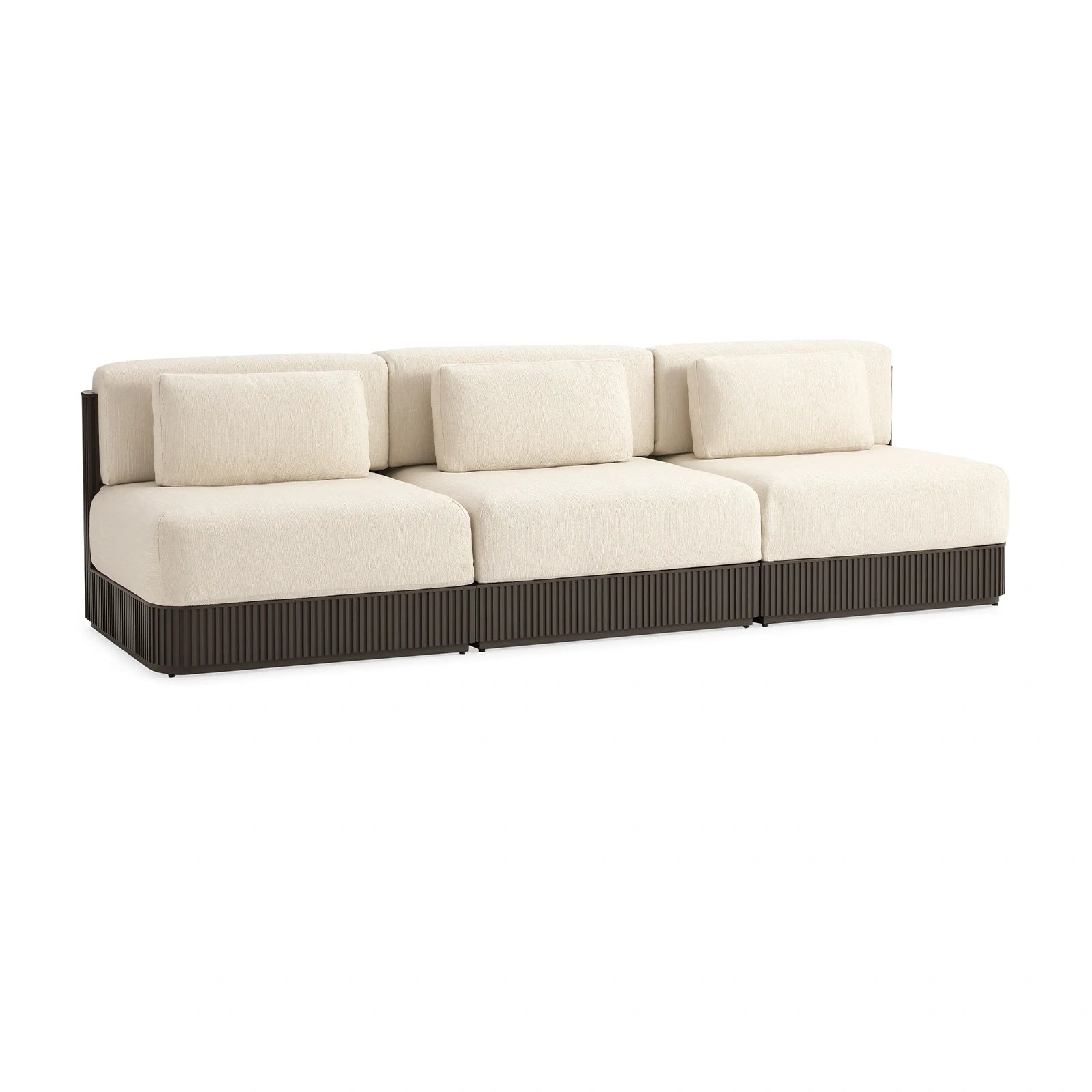 Teaumont Outdoor Aluminum Three-Piece Modular Sofa