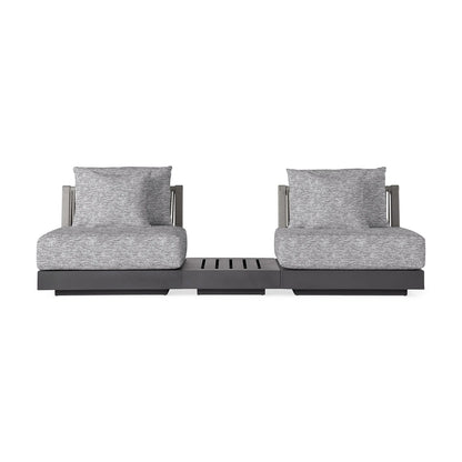 Nacos Outdoor Three-Piece Sectional with End Table