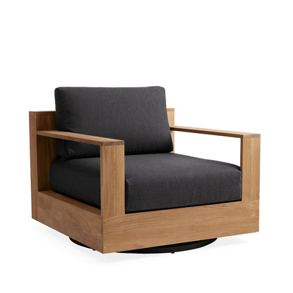 Bay Harbour Outdoor Teak Swivel Chair in Rosemount Graphite