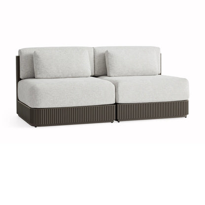 Teaumont Outdoor Aluminum Two-Piece Modular Sofa