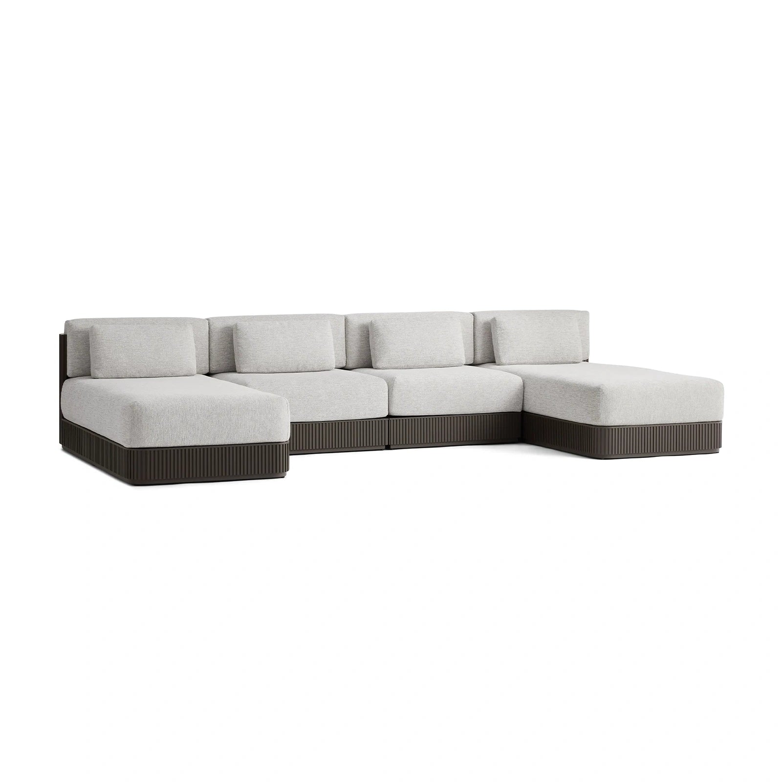 Teaumont Outdoor Aluminum Four-Piece Double Chaise Sectional