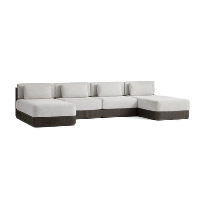 Teaumont Outdoor Aluminum Four-Piece Double Chaise Sectional