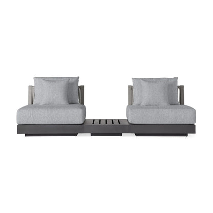Nacos Outdoor Three-Piece Sectional with End Table