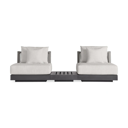 Nacos Outdoor Three-Piece Sectional with End Table