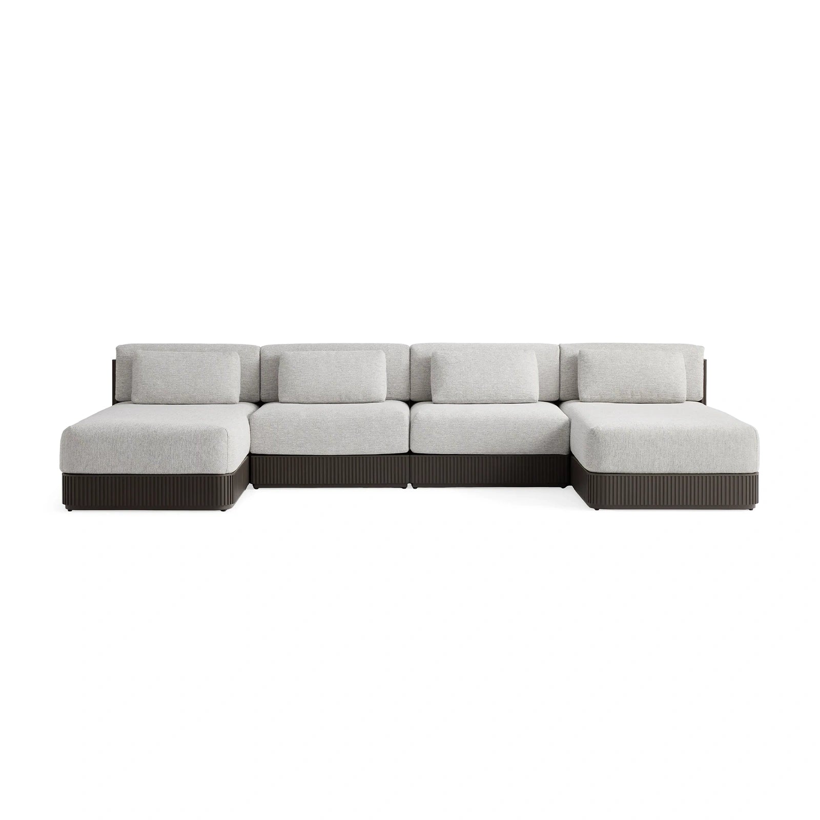 Teaumont Outdoor Aluminum Four-Piece Double Chaise Sectional
