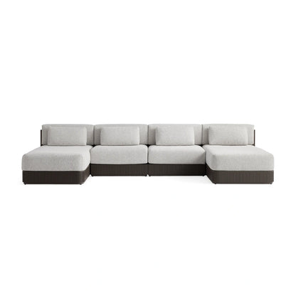 Teaumont Outdoor Aluminum Four-Piece Double Chaise Sectional