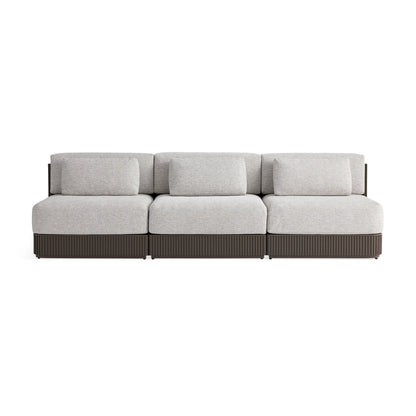 Teaumont Outdoor Aluminum Three-Piece Modular Sofa
