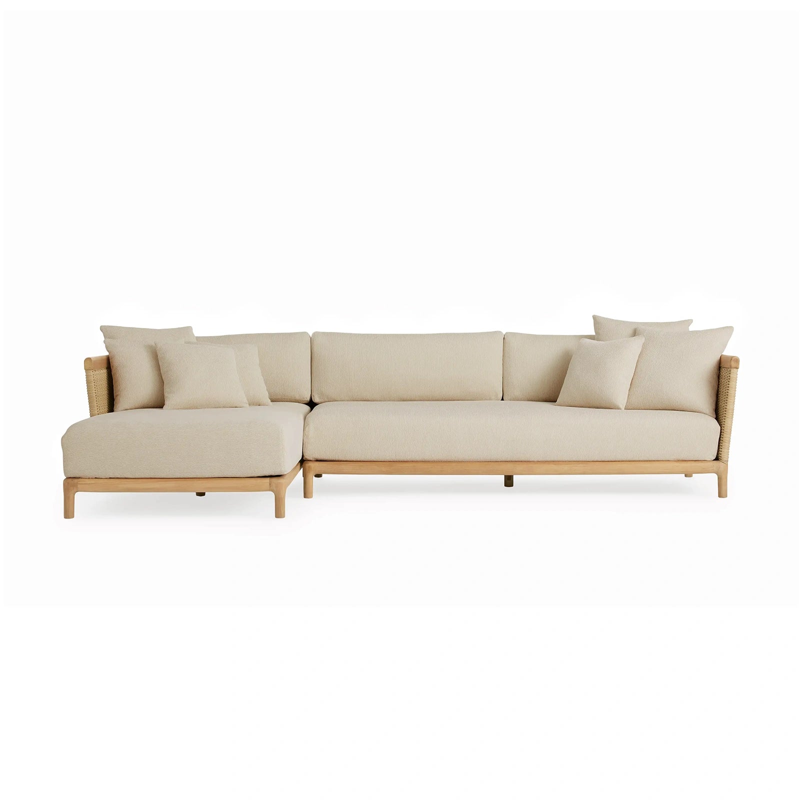 Tuglia Outdoor Teak Two-Piece Sectional with Chaise