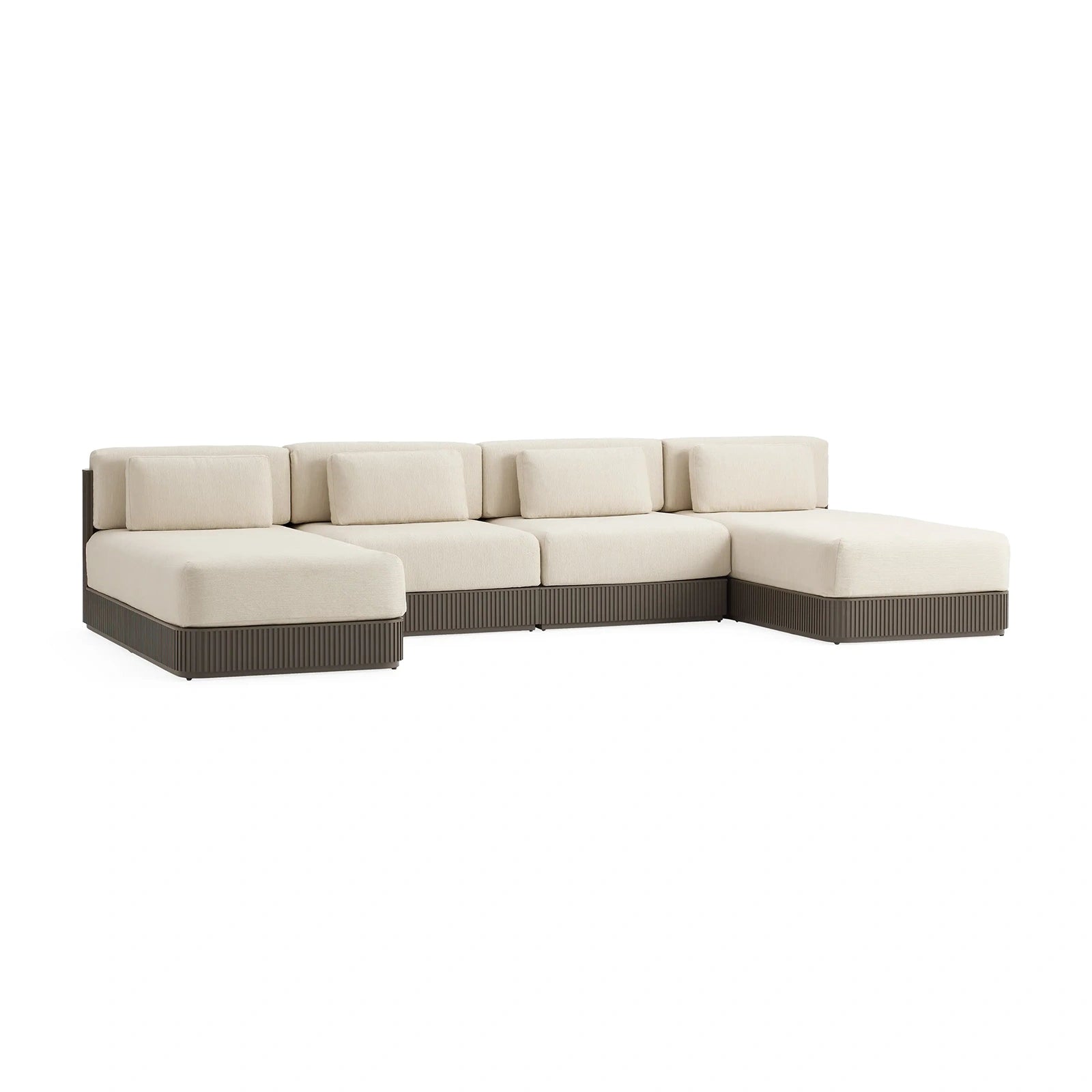 Teaumont Outdoor Aluminum Four-Piece Double Chaise Sectional