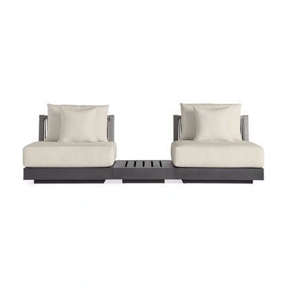 Nacos Outdoor Three-Piece Sectional with End Table