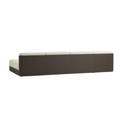 Teaumont Outdoor Aluminum Four-Piece Double Chaise Sectional