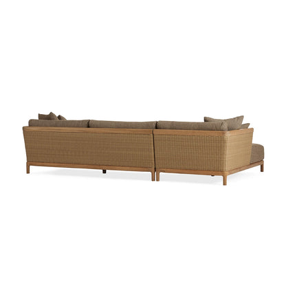 Tuglia Outdoor Teak Two-Piece Sectional with Chaise