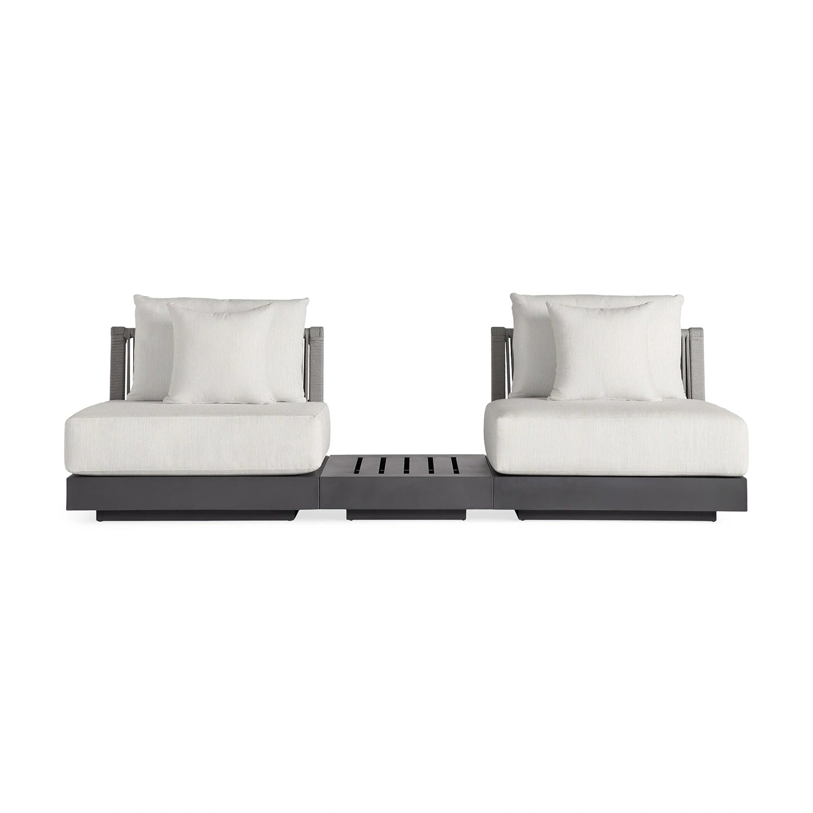 Nacos Outdoor Three-Piece Sectional with End Table