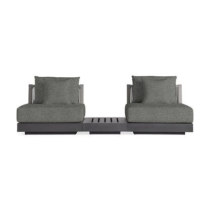 Nacos Outdoor Three-Piece Sectional with End Table