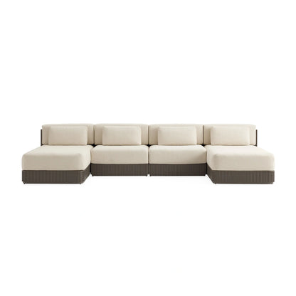 Teaumont Outdoor Aluminum Four-Piece Double Chaise Sectional