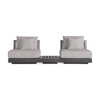 Nacos Outdoor Three-Piece Sectional with End Table