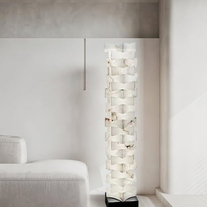 Stacked Alabaster Squares Floor Lamp
